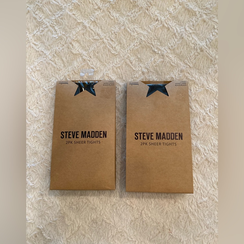 Steve Madden Black Sheer Tights Duo Pack (4 Pairs) Sz L/XL